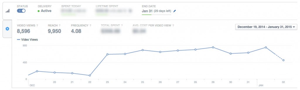 Facebook Video Ad Dashboard View Count