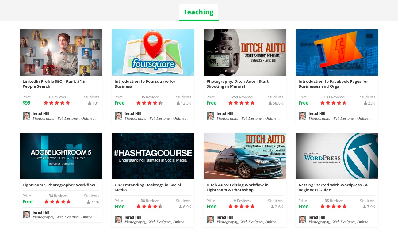 Jerad Hill Udemy Courses