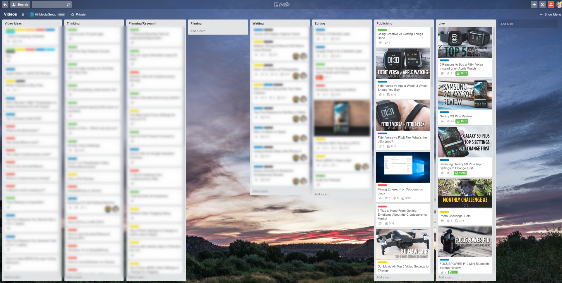 Trello Board for YouTube Video Production